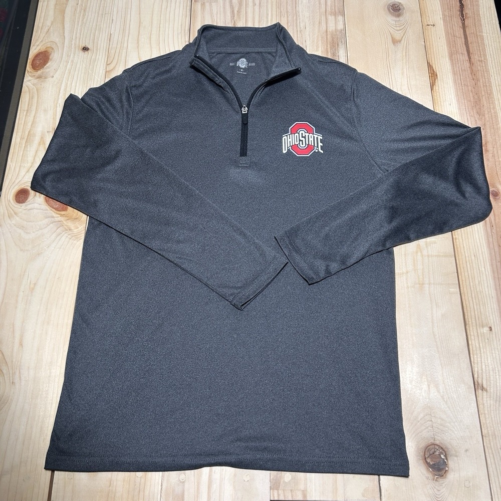 Ohio State Buckeyes Quarter Zip Adult Small Scarlet & Gray Long Sleeve‎ Pullover